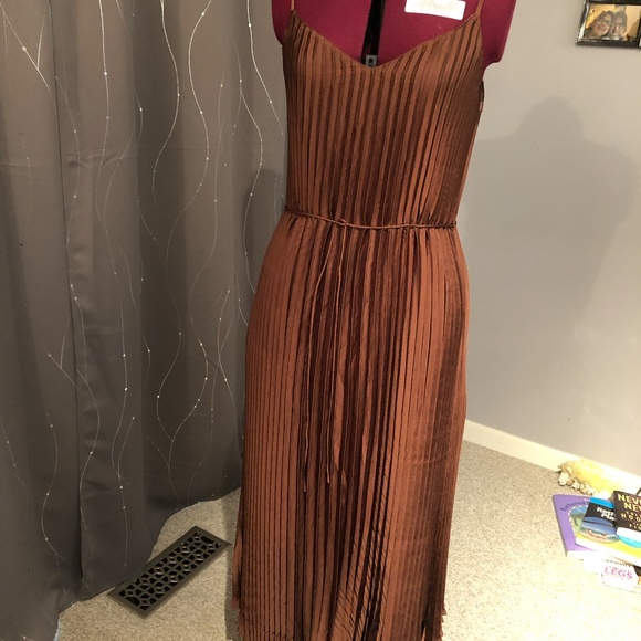 Banana Republic Rust Pleated Midi Dress - Picture 2 of 9